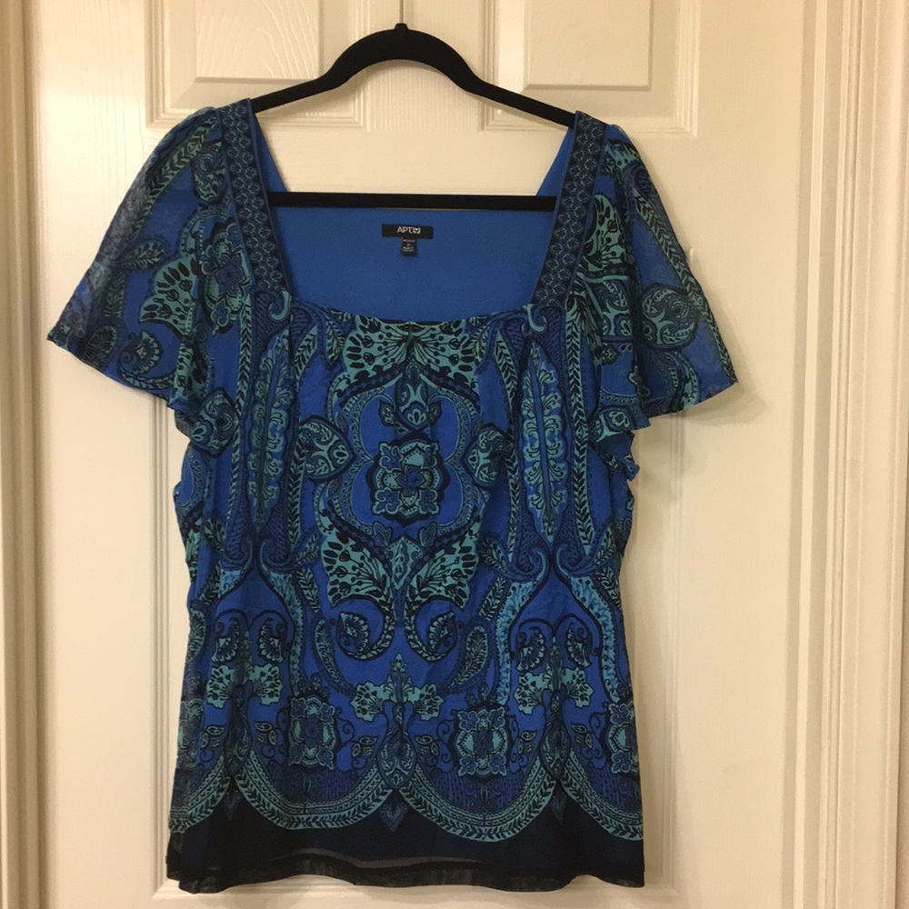 Apt 9 Blouse size 1X Blue/Teal/Black